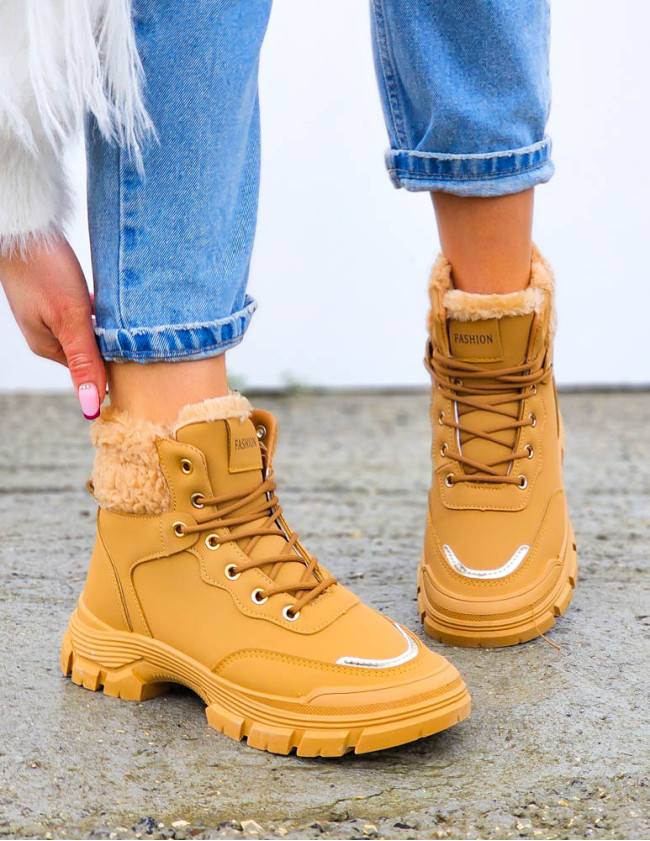 Sportowe Zimowe Botki Damskie Śniegowce Terex Camel