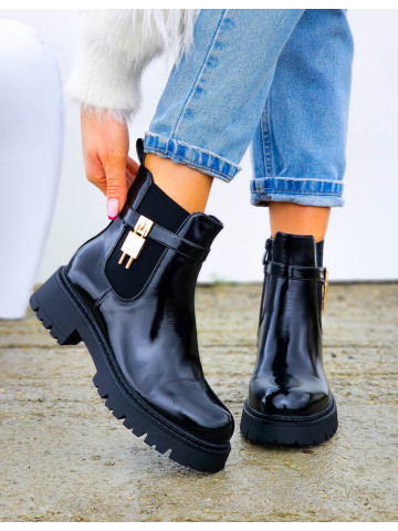 Klasyczne Botki Lakierowane Workery Mirror Klasyczne Botki Lakierowane Workery Mirror