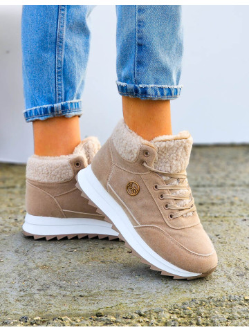 Sportowe Buty Zimowe Trapery Ocieplane Miss Beige Sportowe Buty Zimowe Trapery Ocieplane Miss Beige