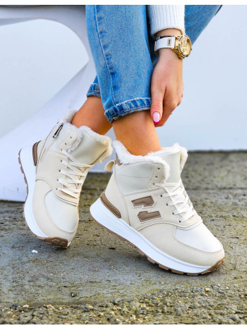 Sportowe Buty Zimowe Trapery Ocieplane Botki New Blanced Beige Sportowe Buty Zimowe Trapery Ocieplane Botki New Blanced Beige