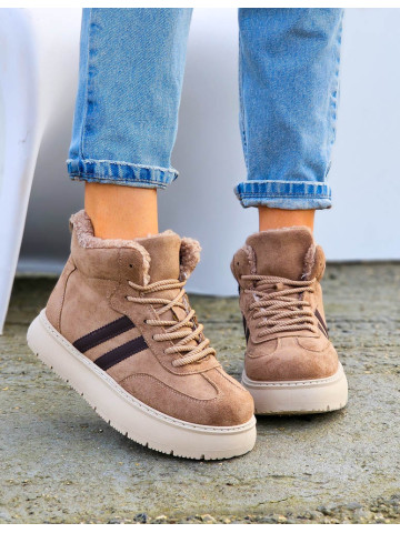 Beżowe Sportowe Zimowe Botki Damskie Ocieplane Ads Beżowe Sportowe Zimowe Botki Damskie Ocieplane Ads