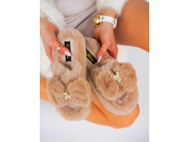 Brązowe Klapki Kapcie Po Domu z Futerkiem Gold Bear Brązowe Klapki Kapcie Po Domu z Futerkiem Gold Bear