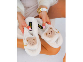 Klapki Kapcie Po Domu z Futerkiem Teddy Beżowe Klapki Kapcie Po Domu z Futerkiem Teddy Beżowe