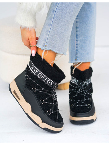 Krótkie Botki Damskie Śniegowce Sznurowane Snowing