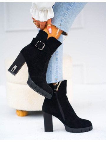 Czarne Zamszowe Botki Blogerki Missy