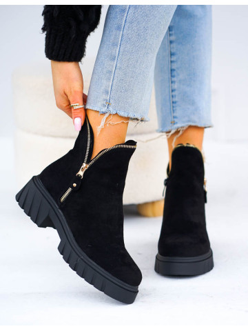 Zamszowe Botki Workery Na Grubej Podeszwie Zipss