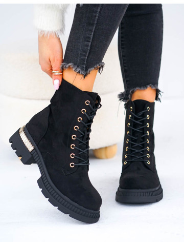 Klasyczne Botki Zamszowe Oficerki Na Grubej Podeszwie Victory