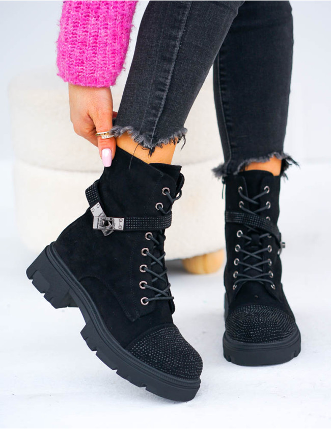 Botki Damskie Ocieplane Zimowe Oficerki Zamszowe Walker Botki Damskie Ocieplane Zimowe Oficerki Zamszowe Walker