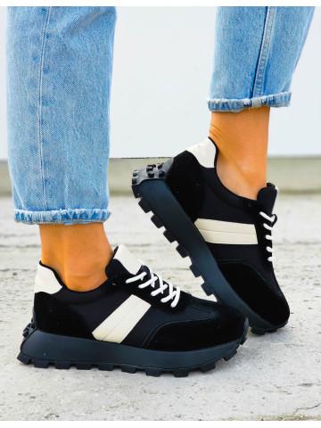 Premium Czarne Sneakersy Ze Skóry Goodin
