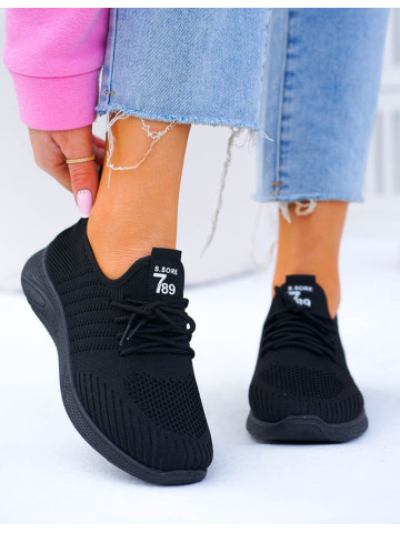 Czarne Lekkie Buty Sportowe Klasyczne Trampki All Black Czarne Lekkie Buty Sportowe Klasyczne Trampki All Black