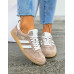 Premium  Buty Sportowe Trampki Ze Skóry Naturalnej Samby Beige