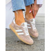 Premium  Buty Sportowe Trampki Ze Skóry Naturalnej Samby Beige
