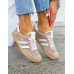 Premium  Buty Sportowe Trampki Ze Skóry Naturalnej Samby Beige
