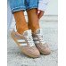 Premium  Buty Sportowe Trampki Ze Skóry Naturalnej Samby Beige
