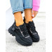 Czarne Sneakersy Na Grubej Podeszwie Ze Skóry Skeet