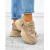 Beżowe Sneakersy Na Grubej Podeszwie Ze Skóry Skeet