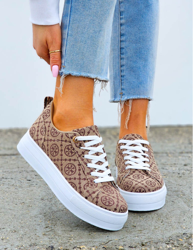 Czekoladowe Buty Sportowe Trampki Na Grubej Podeszwie LV Czekoladowe Buty Sportowe Trampki Na Grubej Podeszwie LV