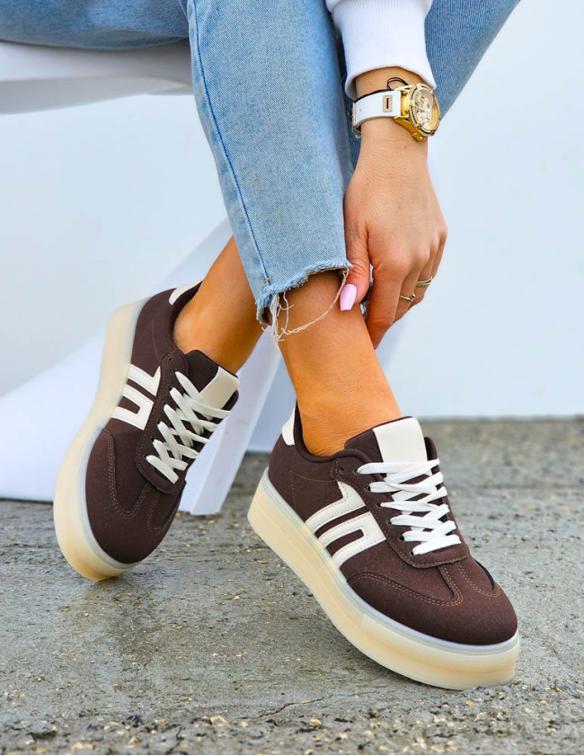 Czekoladowe Buty Sportowe Na Grubej Podeszwie Adi Sambies Czekoladowe Buty Sportowe Na Grubej Podeszwie Adi Sambies