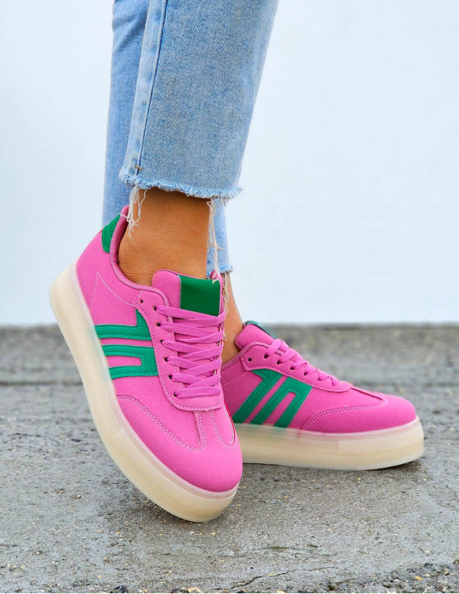 Różowe Buty Sportowe Na Grubej Podeszwie Adi Sambies Różowe Buty Sportowe Na Grubej Podeszwie Adi Sambies