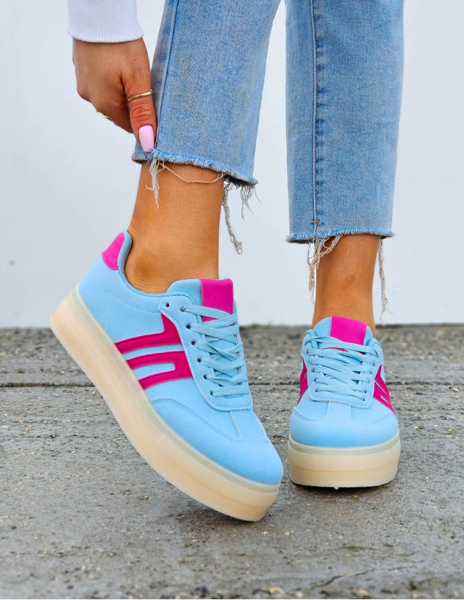 Niebieskie Buty Sportowe Na Grubej Podeszwie Adi Sambies Niebieskie Buty Sportowe Na Grubej Podeszwie Adi Sambies