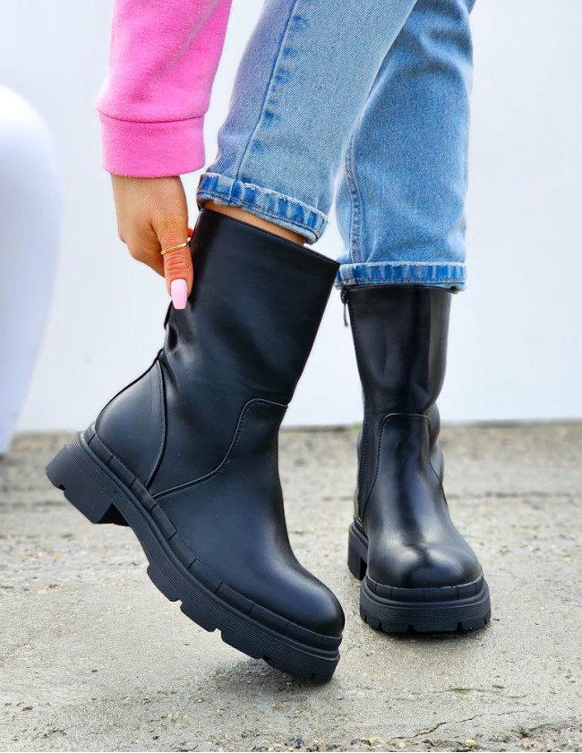 Zimowe Ocieplane Botki Damskie Na Platformie Z Suwakiem Mex Zimowe Ocieplane Botki Damskie Na Platformie Z Suwakiem Mex