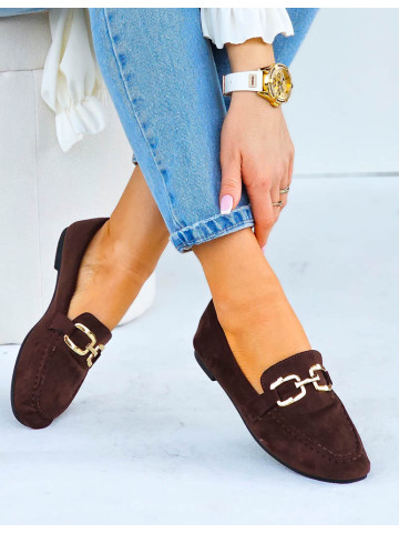 Czekoladowe Baleriny Mokasyny Na Płaskiej Podeszwie Aurora Czekoladowe Baleriny Mokasyny Na Płaskiej Podeszwie Aurora