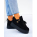 Czarne Buty Sportowe Botki z Kożuszkiem Czarne Buty Sportowe Botki z Kożuszkiem