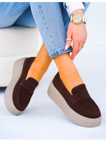 Premium Półbuty Na Grubej Podeszwie Czekoladowe She Premium Półbuty Na Grubej Podeszwie Czekoladowe She