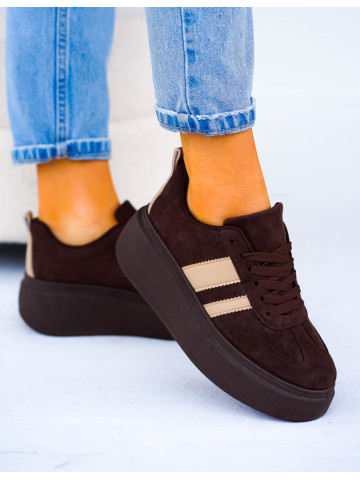 Czekoladowe Buty Sportowe Na Grubej Podeszwie Dark Czekoladowe Buty Sportowe Na Grubej Podeszwie Dark