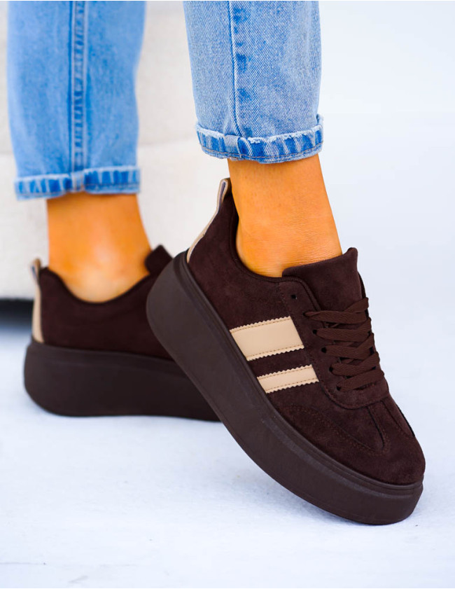 Czekoladowe Buty Sportowe Na Grubej Podeszwie Dark Czekoladowe Buty Sportowe Na Grubej Podeszwie Dark