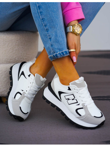 Białe Buty Sportowe Damskie Na Grubej Podeszwie NIU Białe Buty Sportowe Damskie Na Grubej Podeszwie NIU