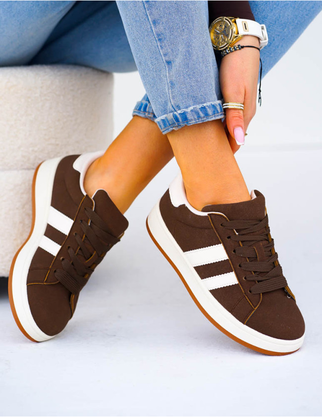 Czekoladowo-Beżowe Zamszowe Buty Sportowe Campes Czekoladowo-Beżowe Zamszowe Buty Sportowe Campes