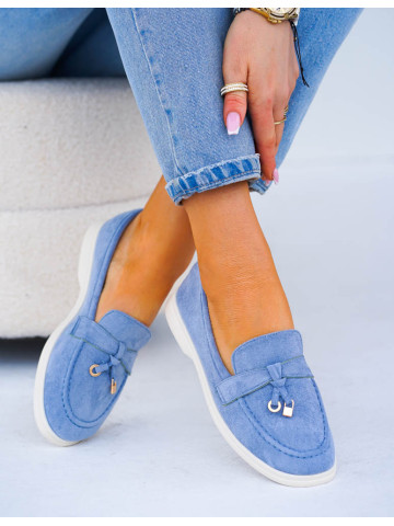 Baleriny Mokasyny Na Płaskiej Podeszwie Hariet Błękitne Baleriny Mokasyny Na Płaskiej Podeszwie Hariet Błękitne