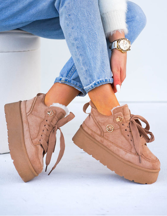 Buty Sportowe Botki z Kożuszkiem Coffee Buty Sportowe Botki z Kożuszkiem Coffee