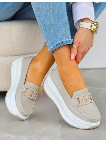 Premium Skórzane Półbuty Mokasyny Na Grubej Podeszwie Lavinia Premium Skórzane Półbuty Mokasyny Na Grubej Podeszwie Lavinia