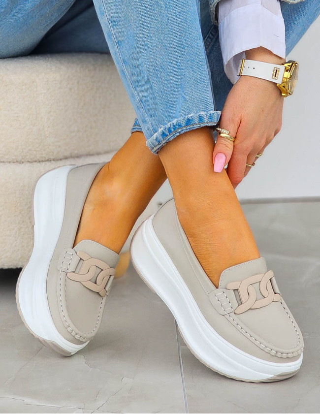 Premium Skórzane Półbuty Mokasyny Na Grubej Podeszwie Lavinia Premium Skórzane Półbuty Mokasyny Na Grubej Podeszwie Lavinia