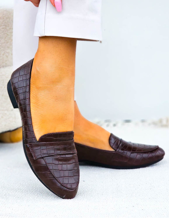 Klasyczne Czekoladowe Skórzane Mokasyny Infinito Klasyczne Czekoladowe Skórzane Mokasyny Infinito