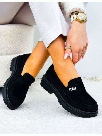 Czarne Zamszowe Mokasyny Na Platformie Niuniu Czarne Zamszowe Mokasyny Na Platformie Niuniu