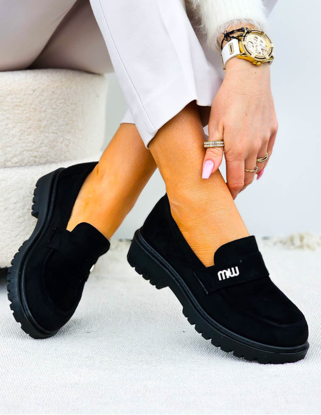 Czarne Zamszowe Mokasyny Na Platformie Niuniu Czarne Zamszowe Mokasyny Na Platformie Niuniu