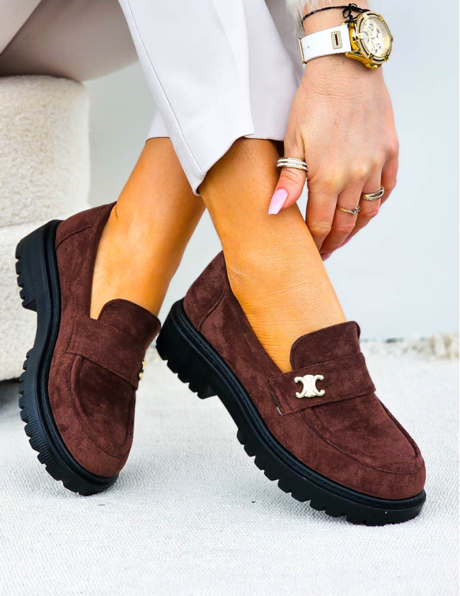 Czekoladowe Zamszowe Mokasyny Na Platformie Celine Czekoladowe Zamszowe Mokasyny Na Platformie Celine