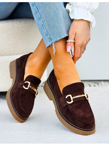 Czekoladowe Zamszowe Mokasyny Na Kauczukowej Podeszwie Czekoladowe Zamszowe Mokasyny Na Kauczukowej Podeszwie