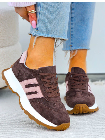 Premium Eleganckie Skórzane Sportowe Półbuty Americano Pink Premium Eleganckie Skórzane Sportowe Półbuty Americano Pink