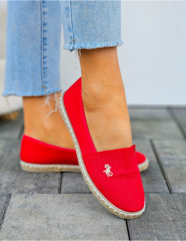 Czerwone Espadryle Mokasyny Na Plecionej Podeszwie Must Czerwone Espadryle Mokasyny Na Plecionej Podeszwie Must