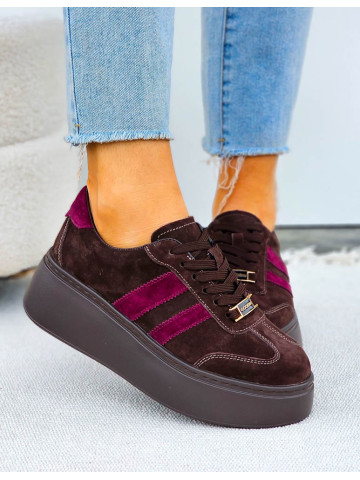 Premium Czekoladowe Skórzane Sportowe Półbuty Trampki Eleya Premium Czekoladowe Skórzane Sportowe Półbuty Trampki Eleya