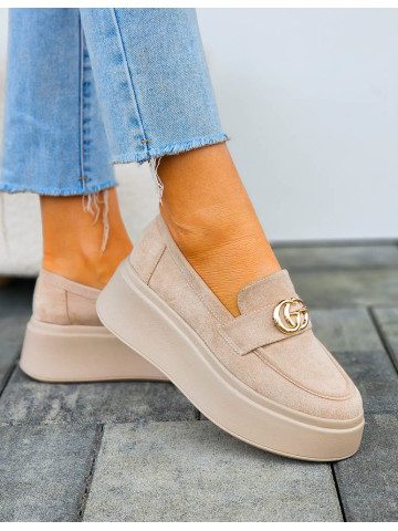 Półbuty Mokasyny Na Grubej Podeszwie Astoria Beżowe Półbuty Mokasyny Na Grubej Podeszwie Astoria Beżowe