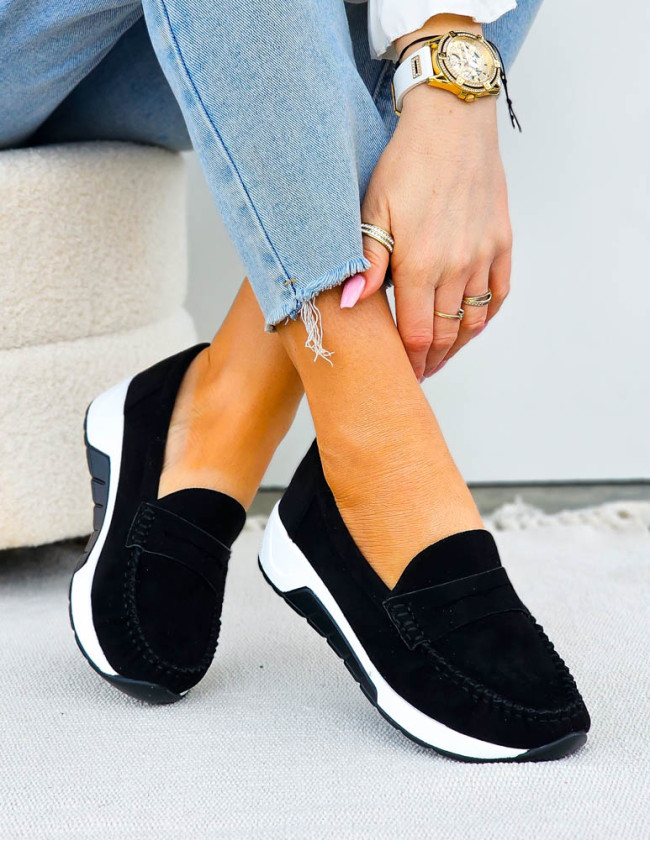 Sportowe Lekkie Mokasyny Półbuty Czarne Comfort Sportowe Lekkie Mokasyny Półbuty Czarne Comfort