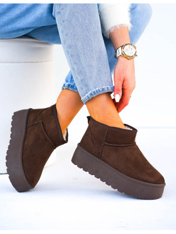 Czekoladowe Śniegowce Botki  Na Platformie Ocieplane Saszki