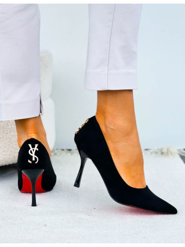 Eleganckie Czarne Zamszowe Szpilki Czólenka Yes Saint Eleganckie Czarne Zamszowe Szpilki Czólenka Yes Saint