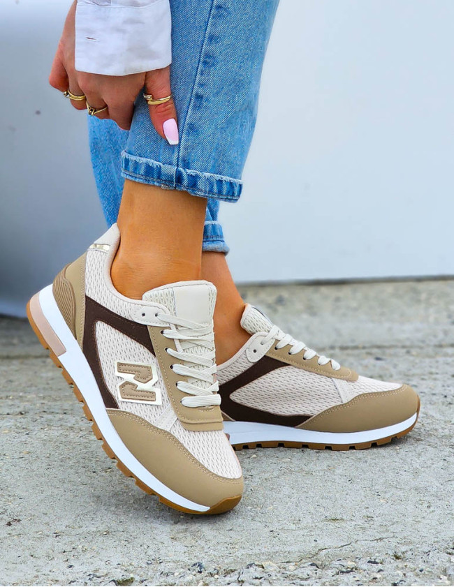 Biało-Beżowe Buty Sportowe Damskie Niu Bee Street Biało-Beżowe Buty Sportowe Damskie Niu Bee Street