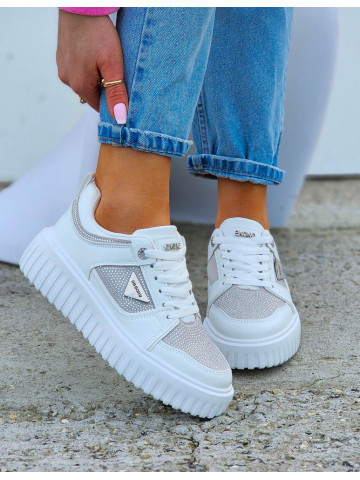 Białe Buty Sportowe Sneakersy Diamonds NiuMiu